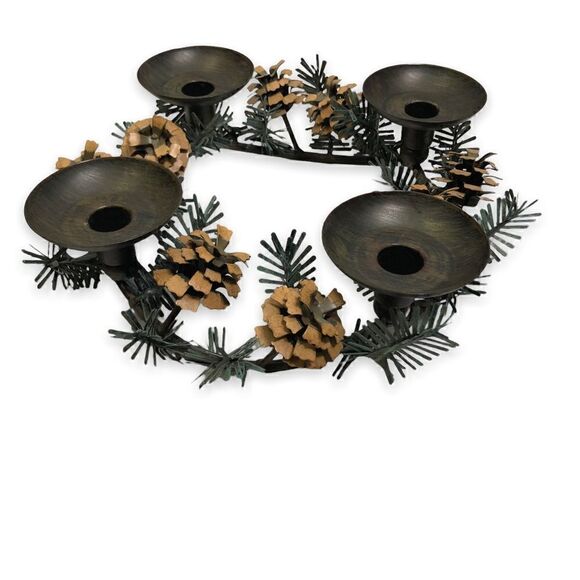 PartyLite Pinecone Candleholder Wreath P8246 Metal Centerpiece Holiday D… - Picture 5 of 12
